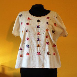 Vintage Mexican Hand-Crafted Embroidered Top Sz L